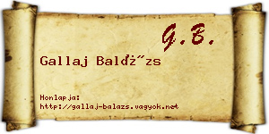 Gallaj Balázs névjegykártya